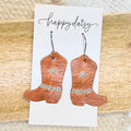 Western Boots Hand Stamped Earrings