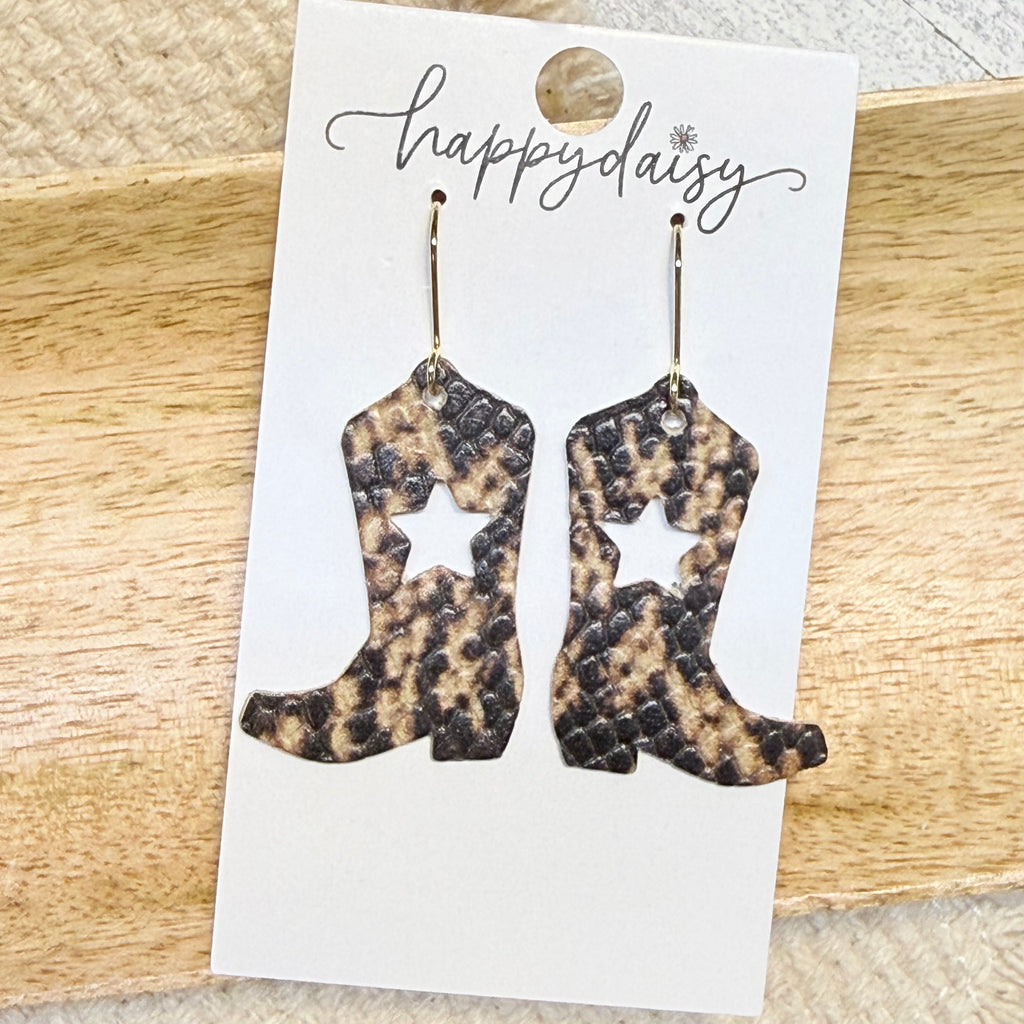 Western Star Boots Leather Earrings