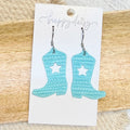 Western Star Boots Turquoise Leather Earrings