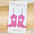 Western Star Boots Berry Leather Earrings