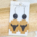 Western Aztec Steerhead Leather Earrings