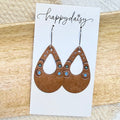 Western Hand-Stamped Open Teardrop Leather Earrings