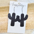 Midnight Cactus Leather Earrings
