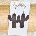 Espresso Cactus Leather Earrings