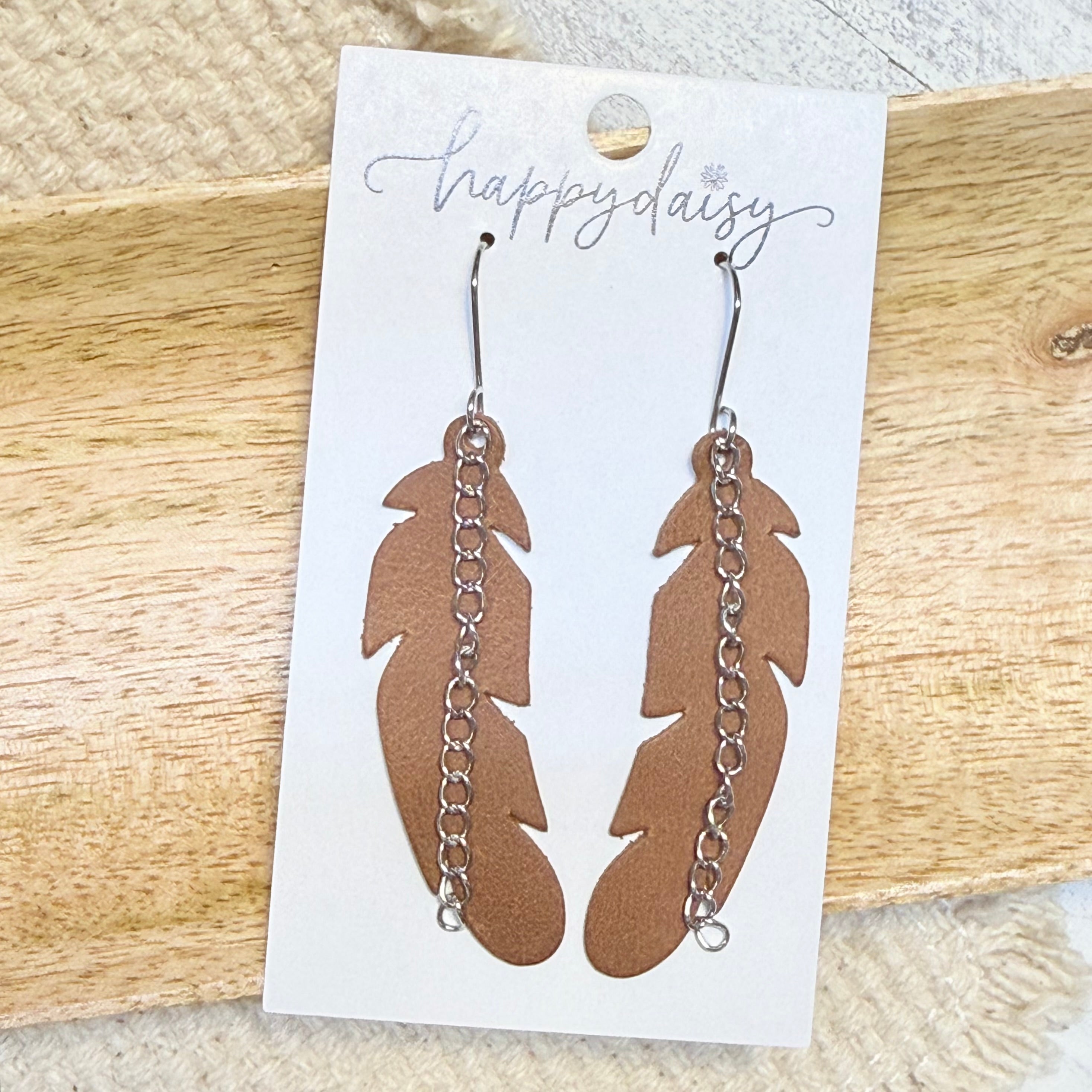 Saddle Raven Chain Feather Earrings