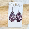 Western Embossed Purple Teardrop Leather Earrings