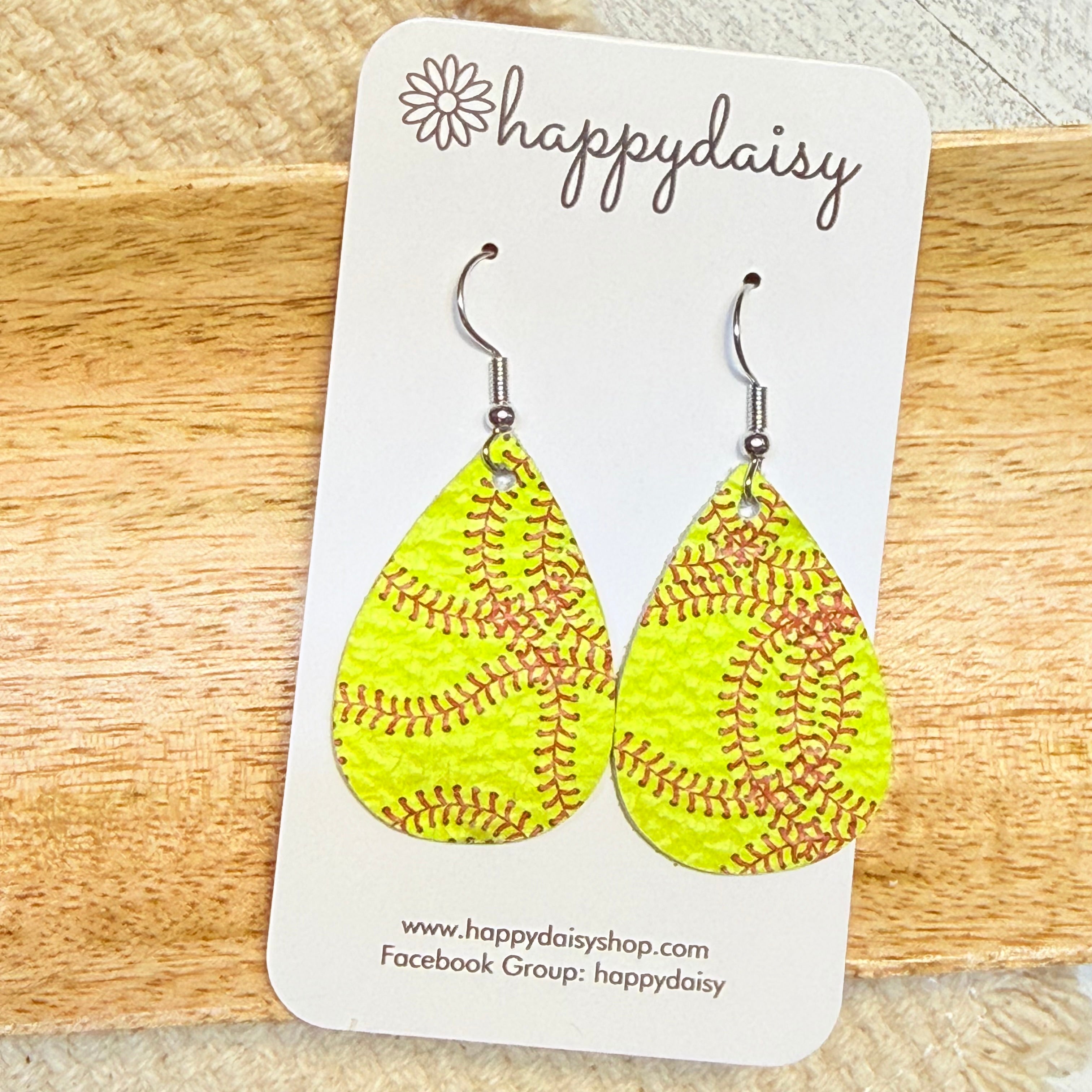 Softball Stitch Teardrop Earrings