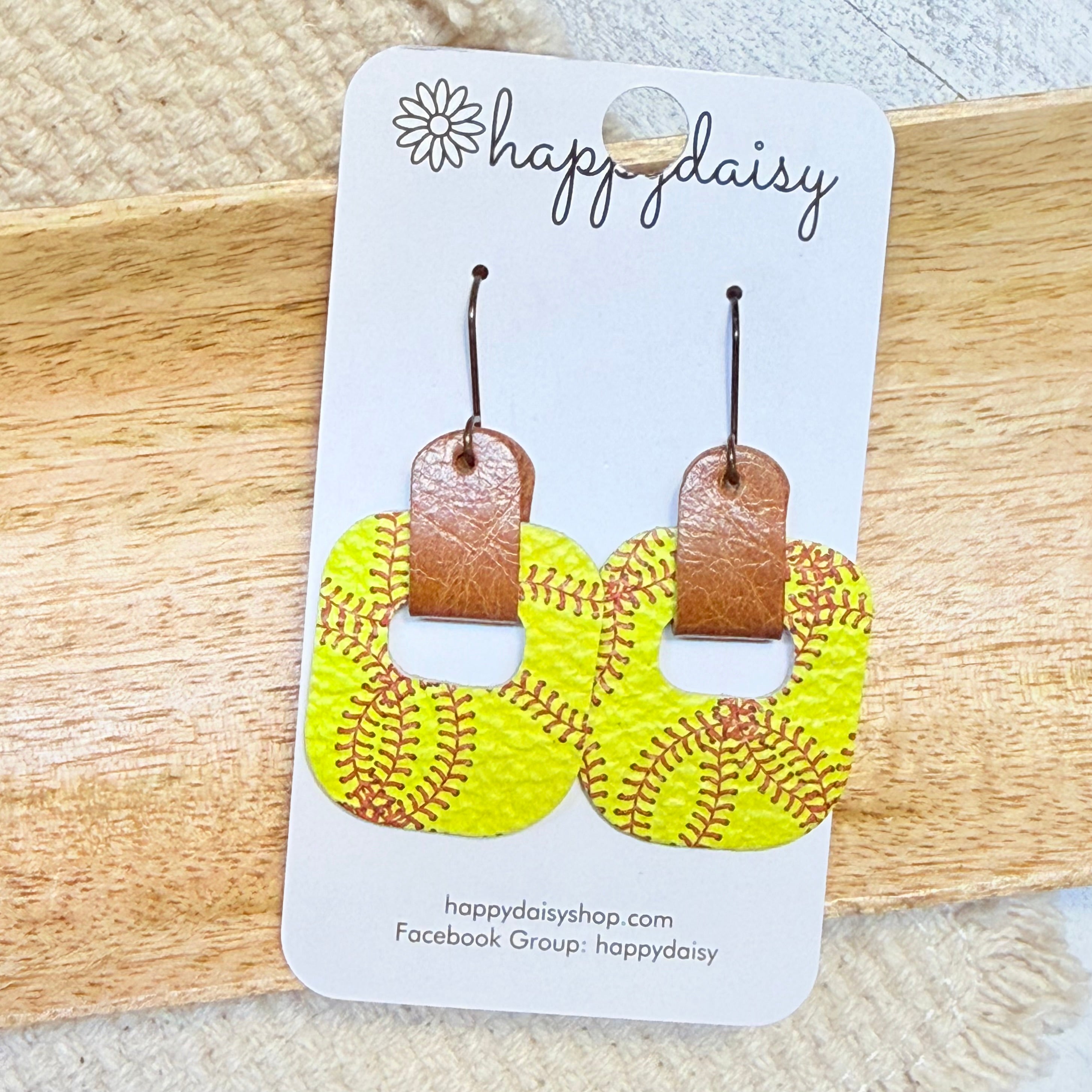 Softball Stitch Leather Earrings