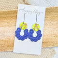 Softball Stitch Blue Olive Style Earrings
