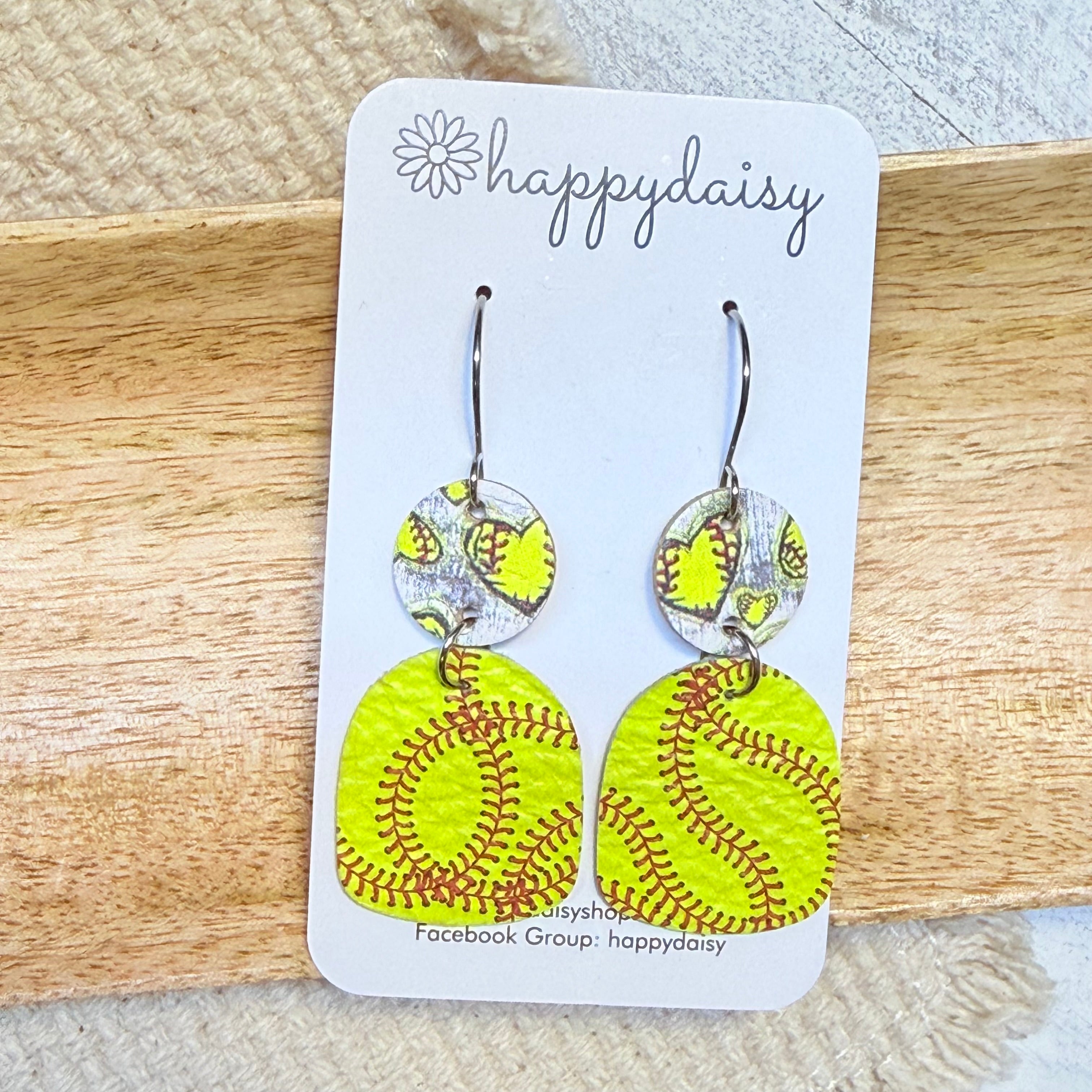 Softball Stitch Leather Earrings