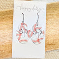 Baseball Print Eloise Leather Earrings