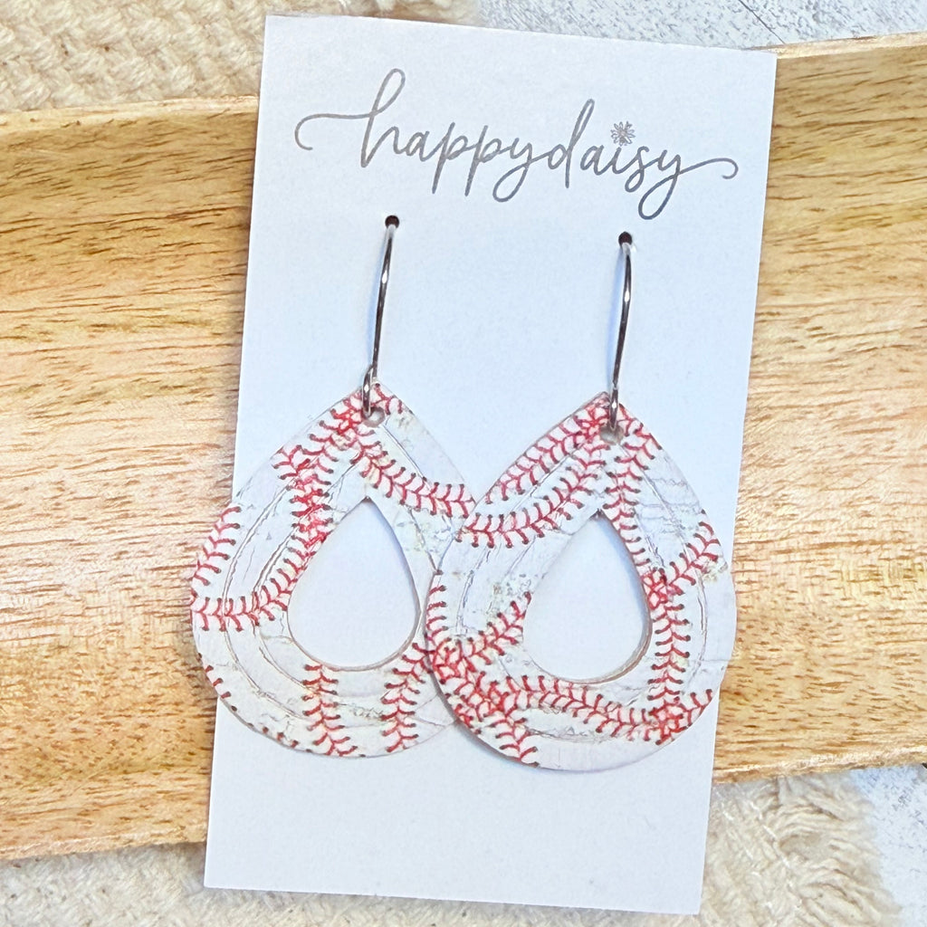 Baseball Stitch Willow Earrings