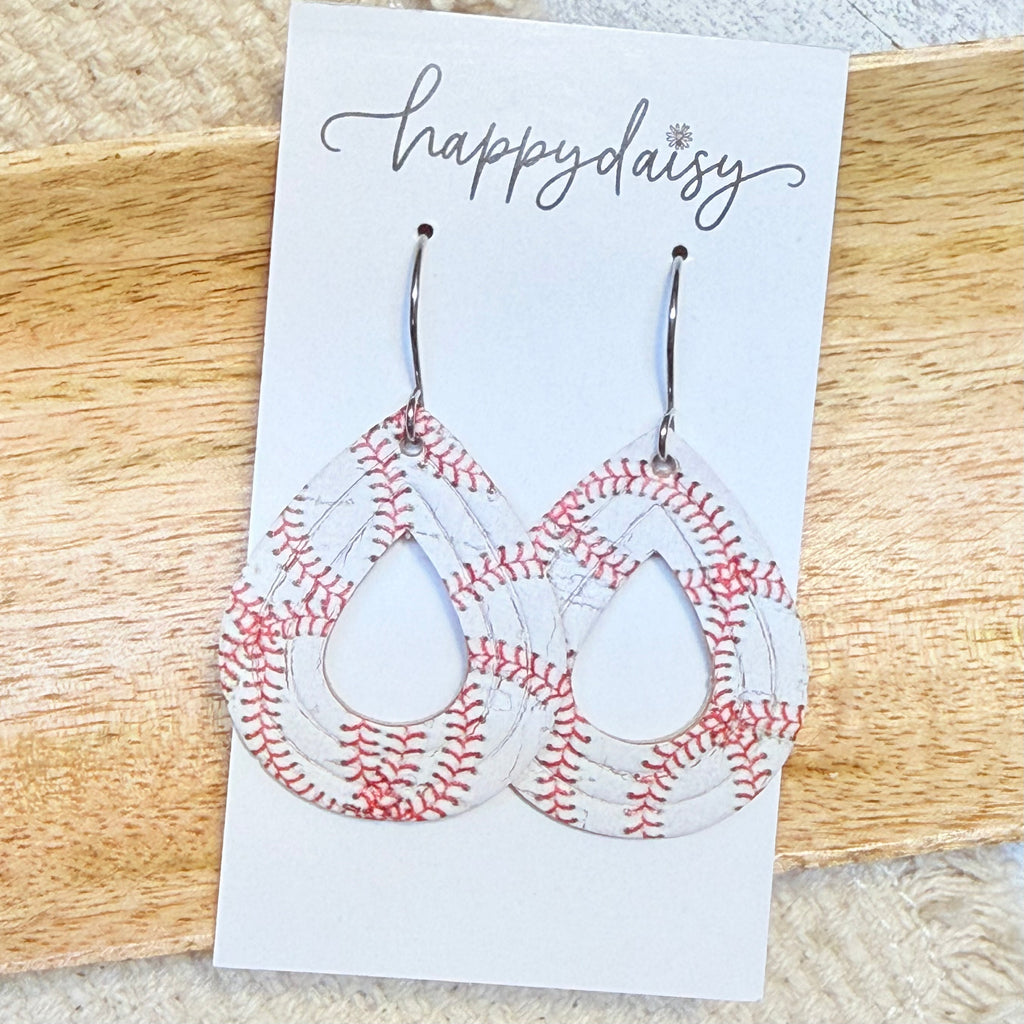 Baseball Stitch Willow Earrings