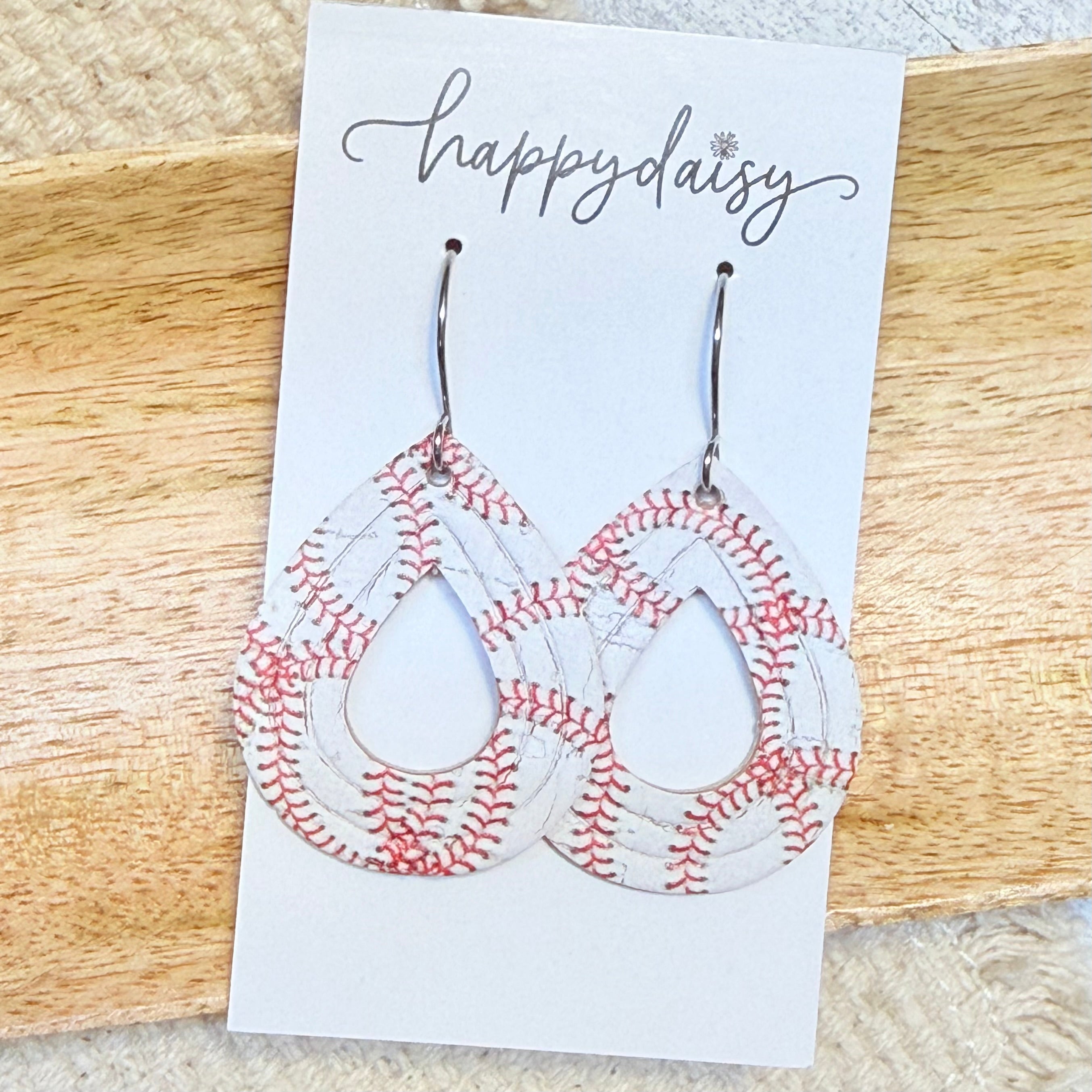 Baseball Stitch Willow Earrings