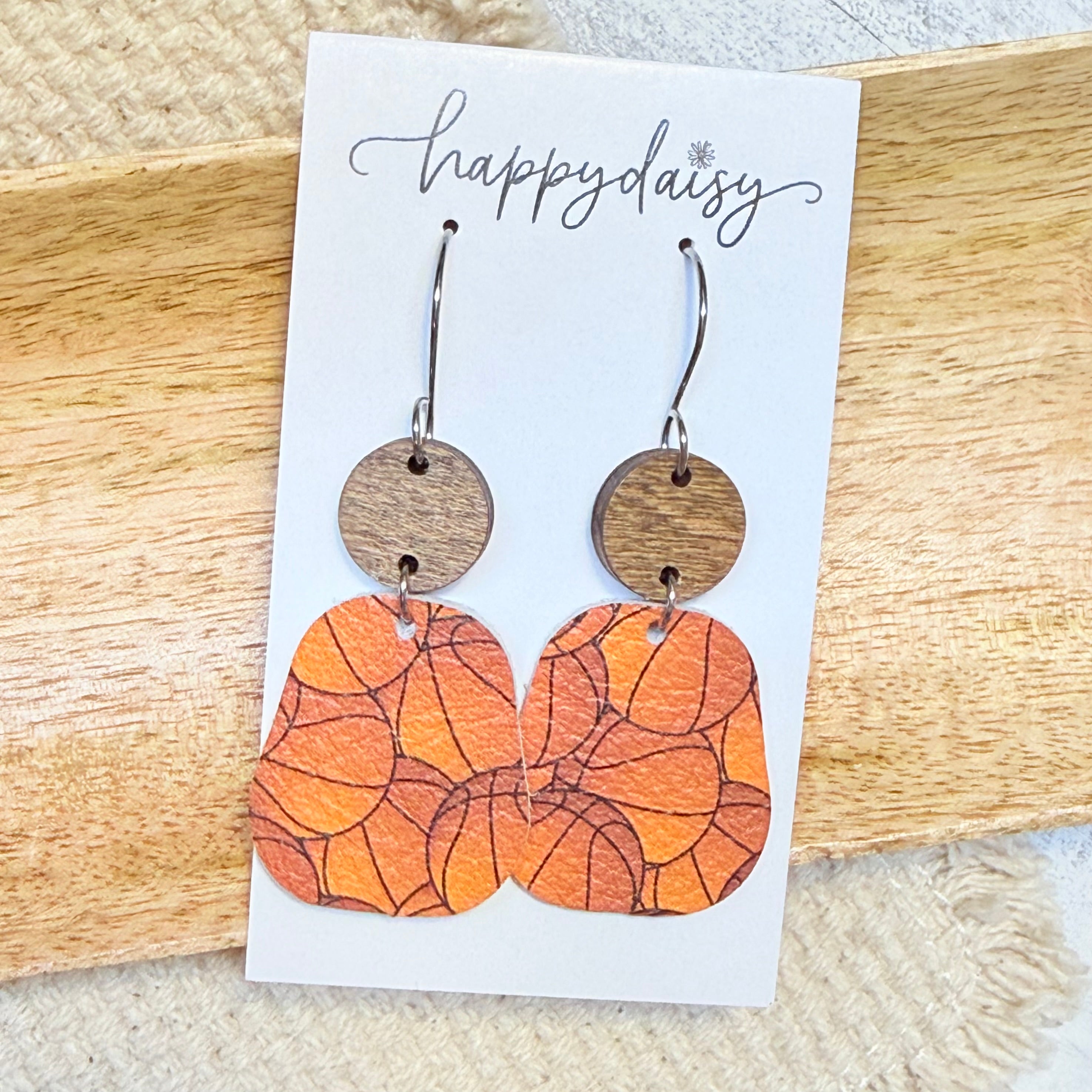 Basketball Hazel Leather Earrings