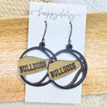 Basketball Black & Gold Bulldogs Wood Earrings