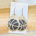 Basketball Black & Gold Leather Teardrop Earrings