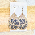 Basketball Black & Gold Glitter Leather Teardrop Earrings