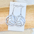 Volleyball White Wood Earrings