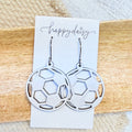 Soccer White Wood Earrings