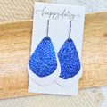 Blue & White Layered Vale Leather Earrings