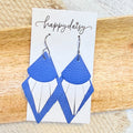 Blue & White Fringe Leather Earrings