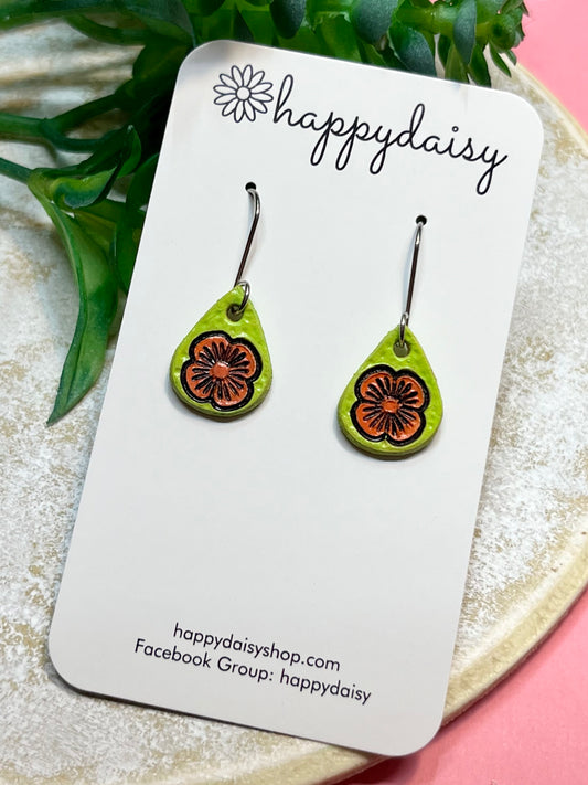 Dainty Flower Leather Earrings for Girls