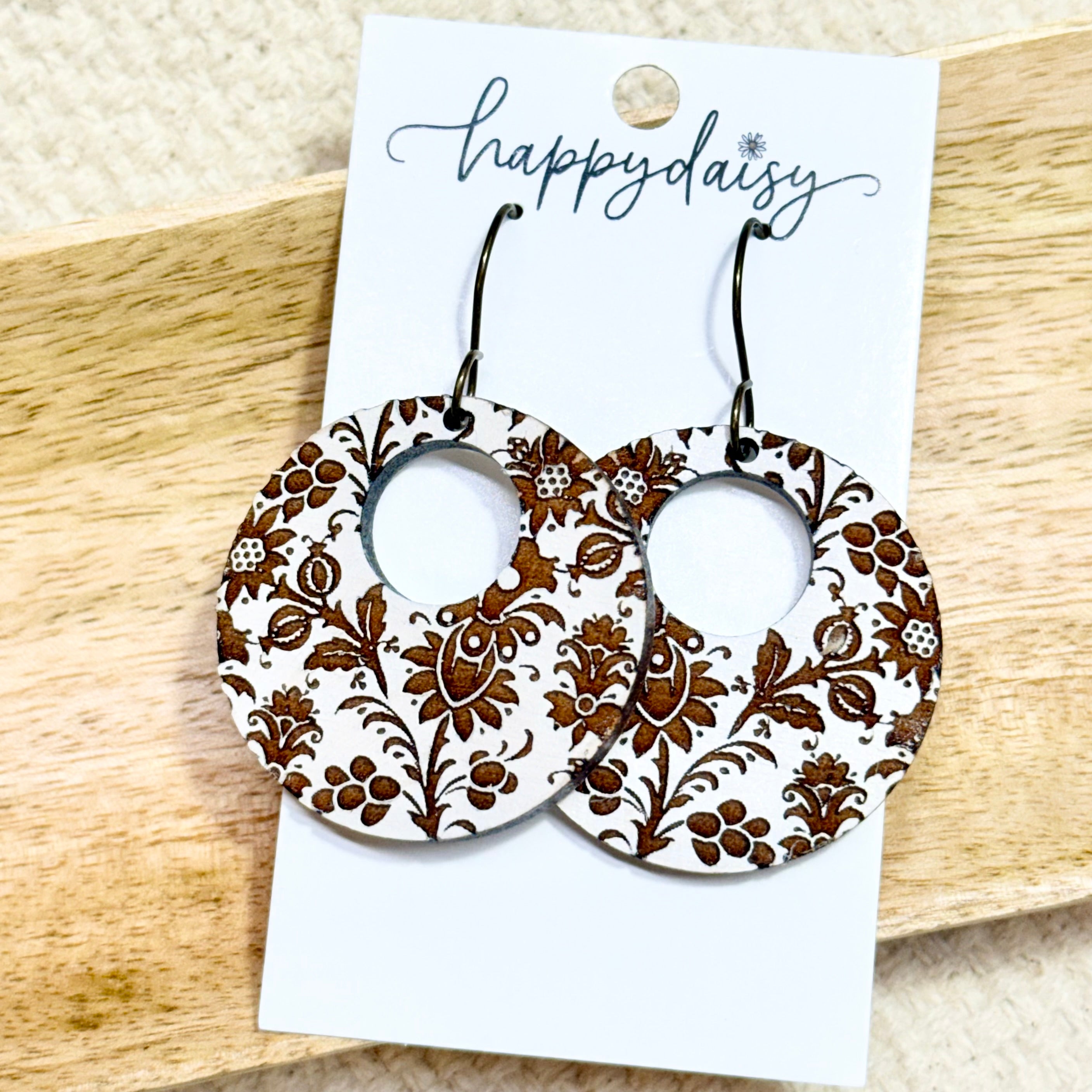 Floral Design Wood Mandy Earrings