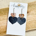 Saddle Brown & Navy Hearts Leather Earrings