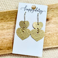 Gold Stacked Hearts Leather Earrings