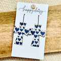 White & Black Cork on Leather Cross Earrings