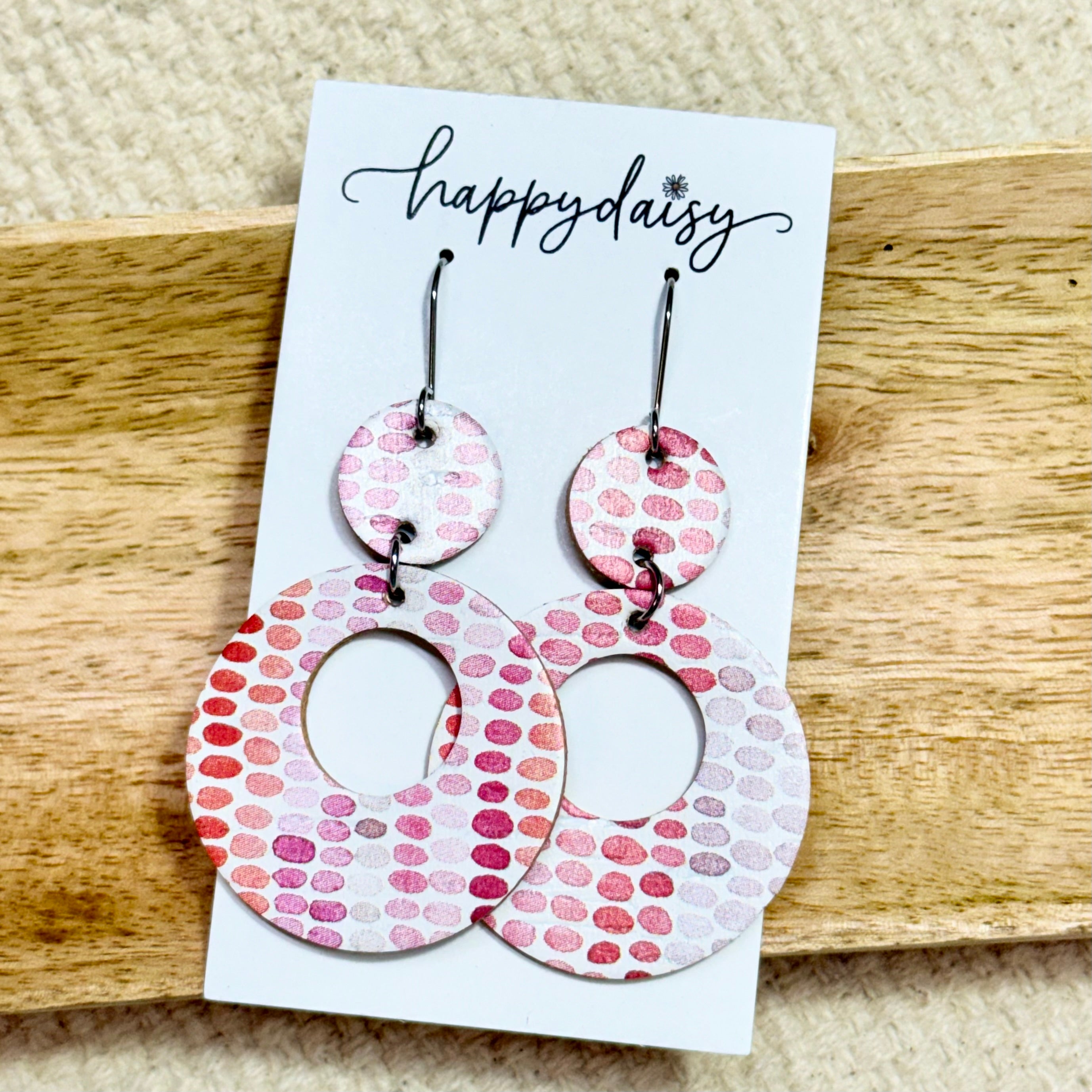 Berry Ombre Cork on Leather Mandy Earrings