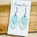 Aqua Pastel Dot Cork on Leather Layered Aspen Earrings