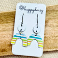 Summer Stripes Cork on Leather Arwen Arch Earrings