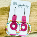 Summer Stripes Cork on Leather Mod Shannon Hoop Earrings
