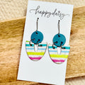 Summer Stripes Cork on Leather Eloise Earrings