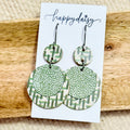 Sage Green Halo Leather Earrings