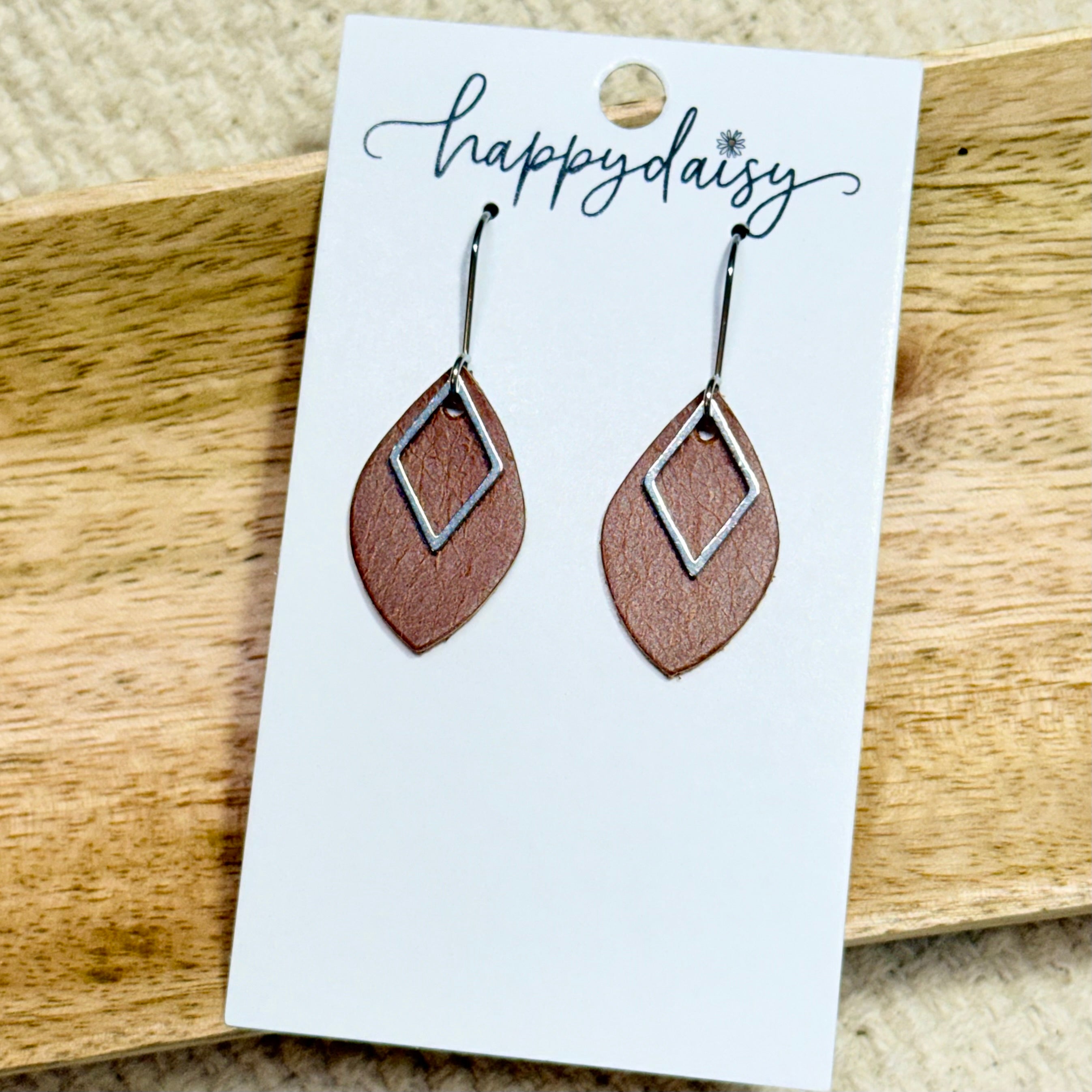 Saddle Brown Leather Katie Earrings