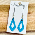 Turquoise Embossed Leather Drops Earrings with Beads