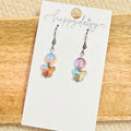 Pink Iridescent Butterfly Beaded Drop Earrings