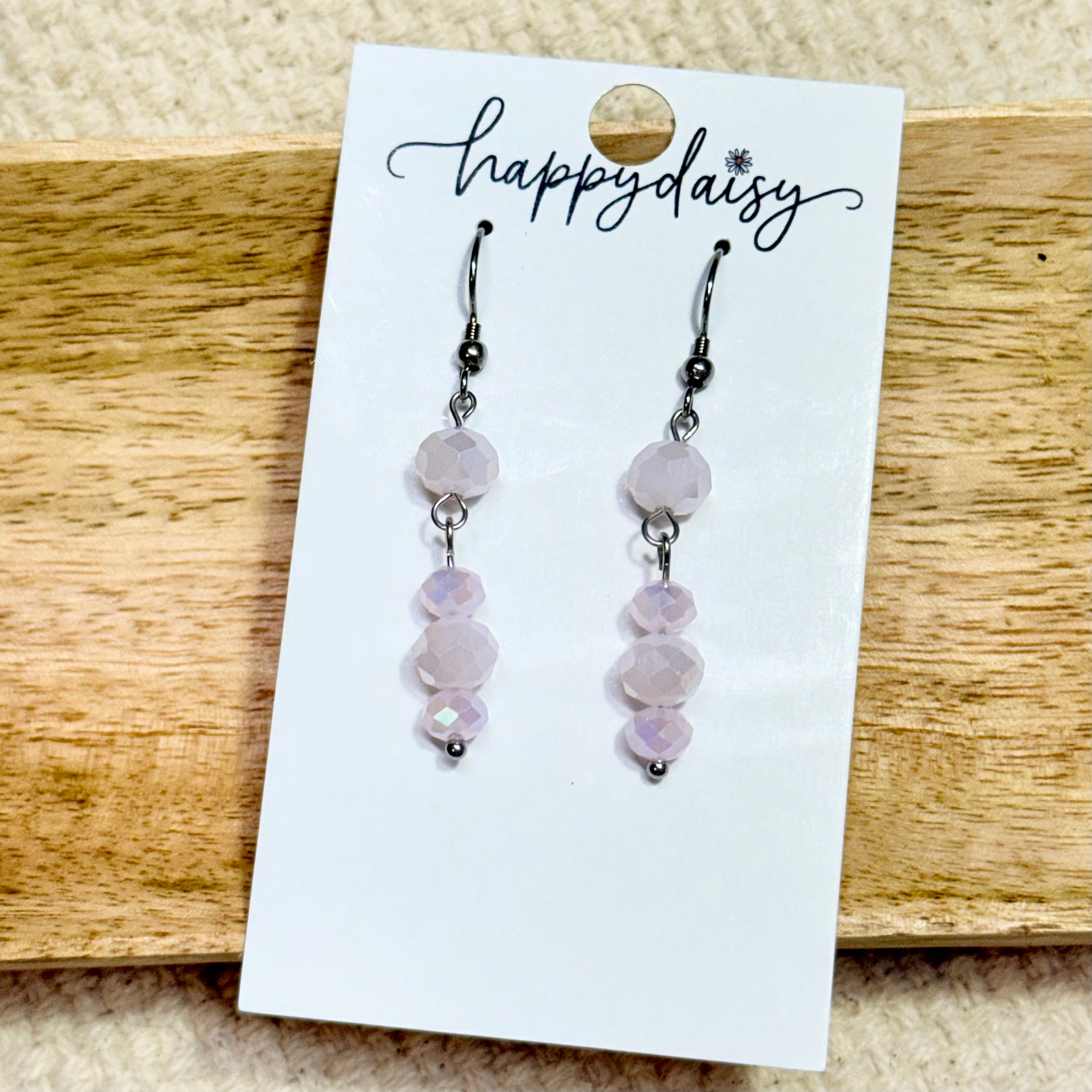 Pink Beaded Drop Earrings