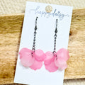 Pink Petal Acrylic Charm Beaded Earrings