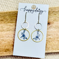 Dragonfly Charm Mixed Metal Gold Silver Stainless Steel Earrings