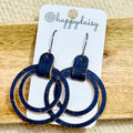 Navy Cork on Leather Shannon Hoop Earrings