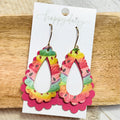 Watermelon Splash Layered Scalloped Teardrop Earrings