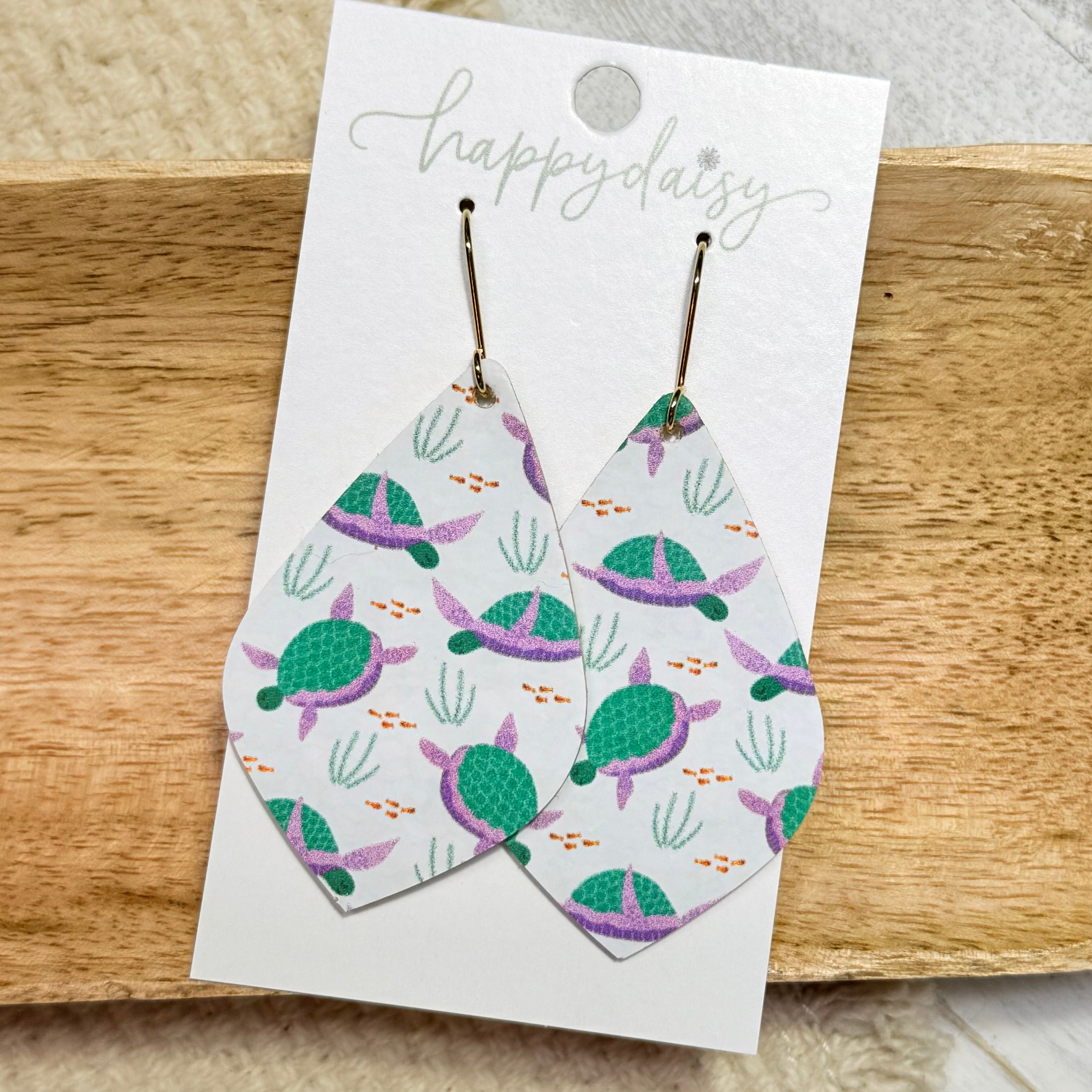 Sea Turtle Leather Vale Earrings