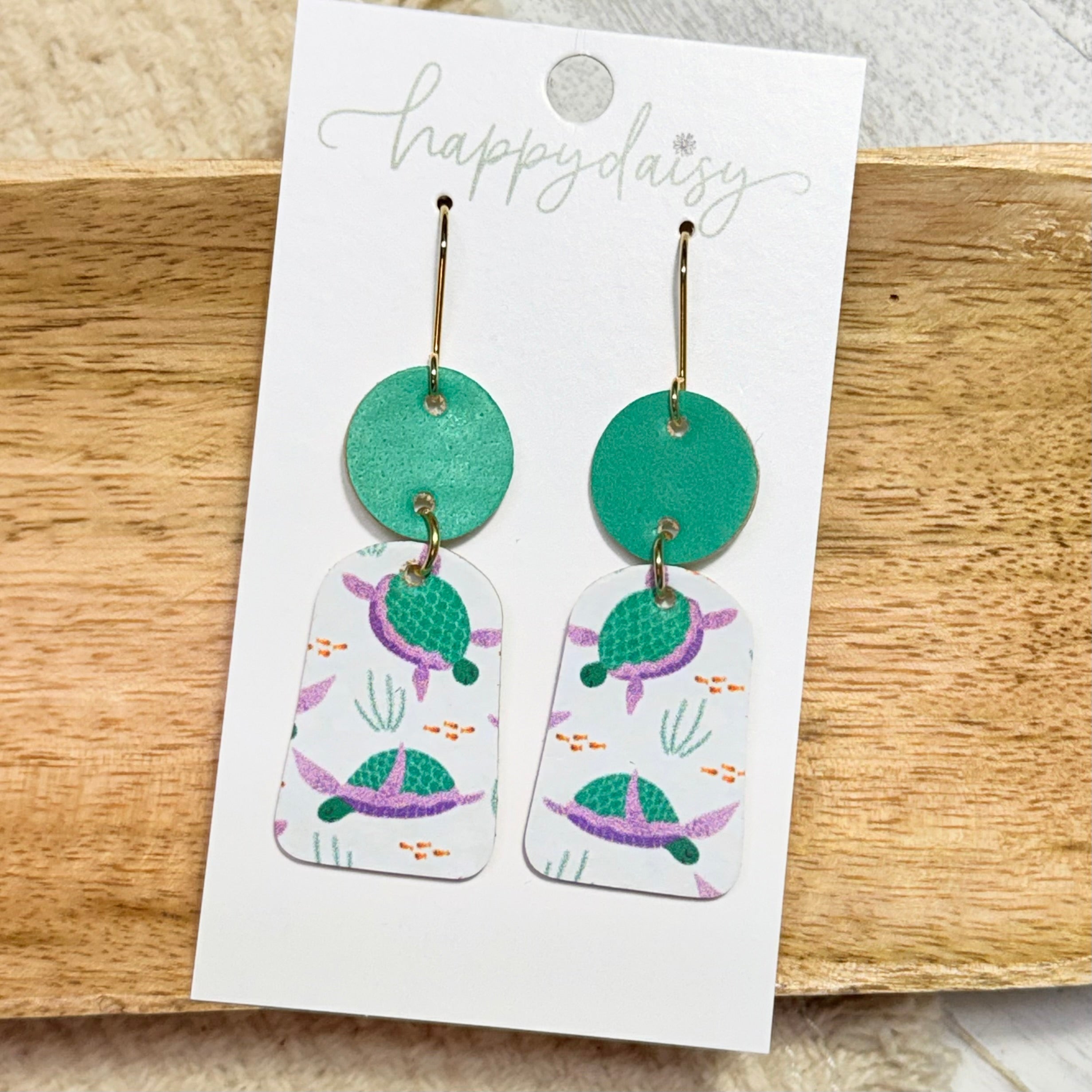Sea Turtle Leather Lizzie Earrings