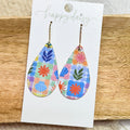 Summer Patchwork Leather Teardop Earrings