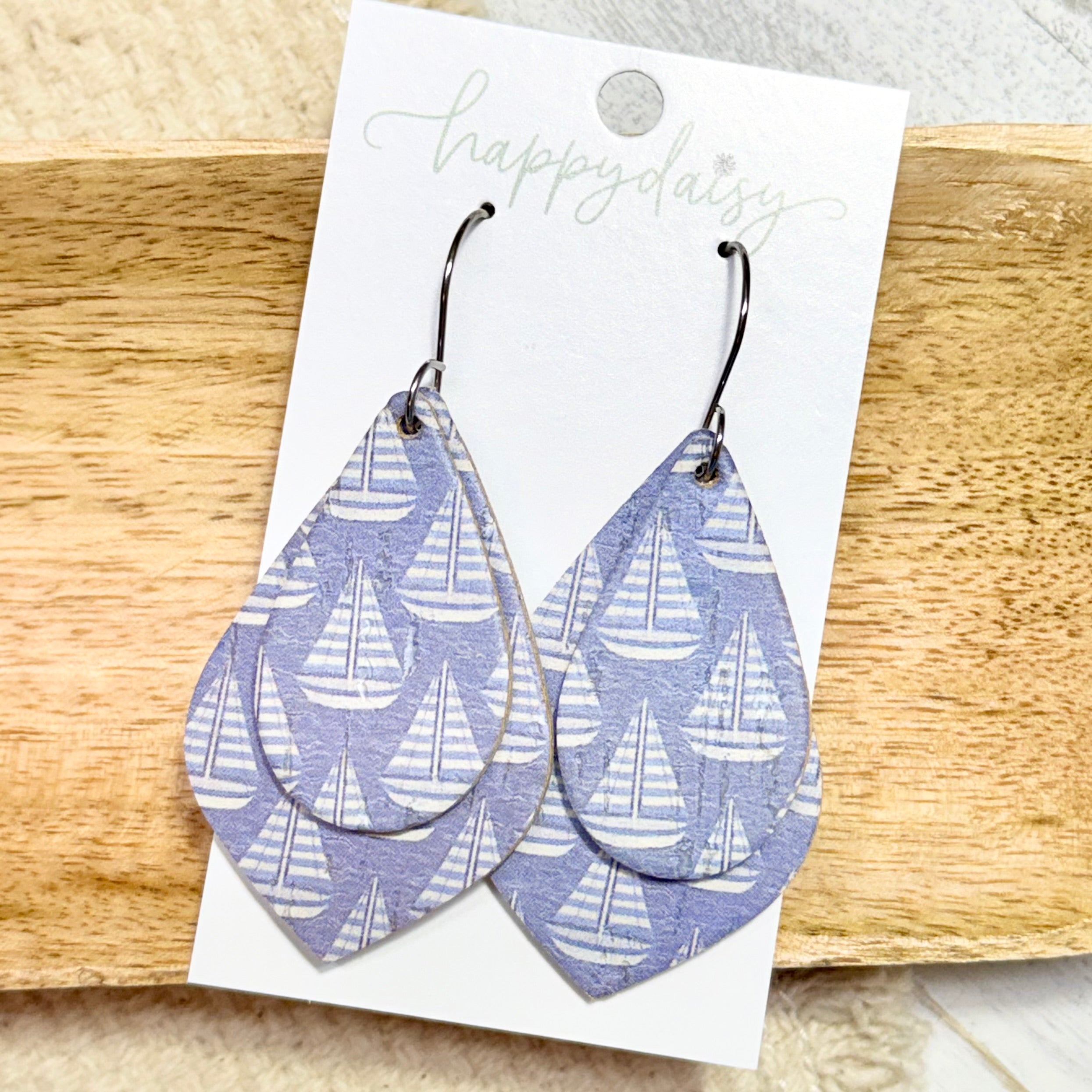 Summer Sails Leather Layered Vale Earrings