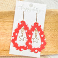 Stars on Red Scalloped Teardrop Earrings with Star Charm